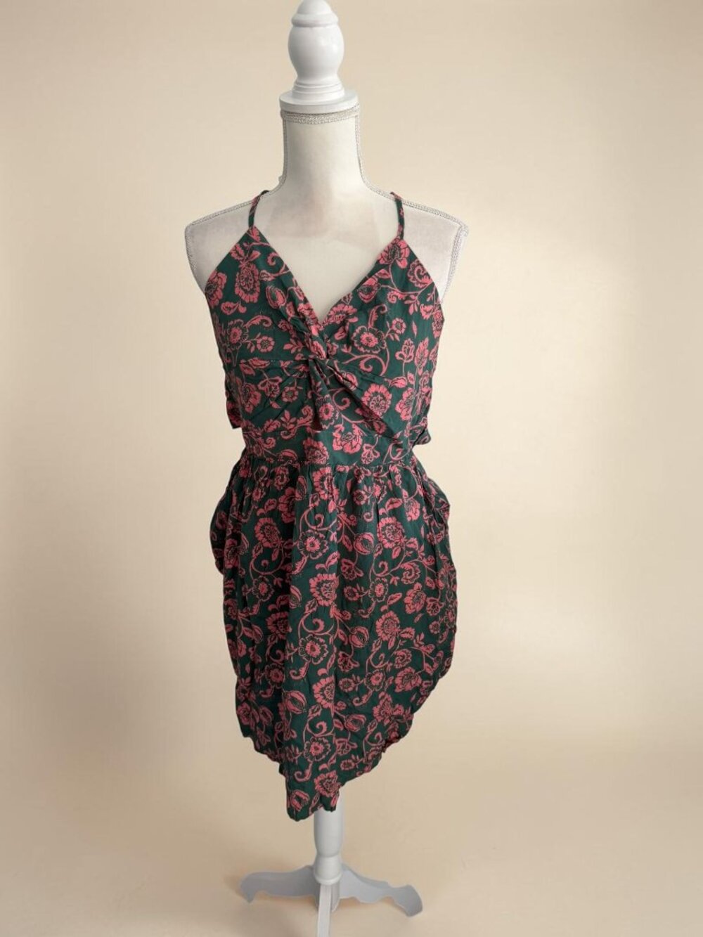 CUPSCHE Green Pink Tie Back Dress Size Large NEW NWT
